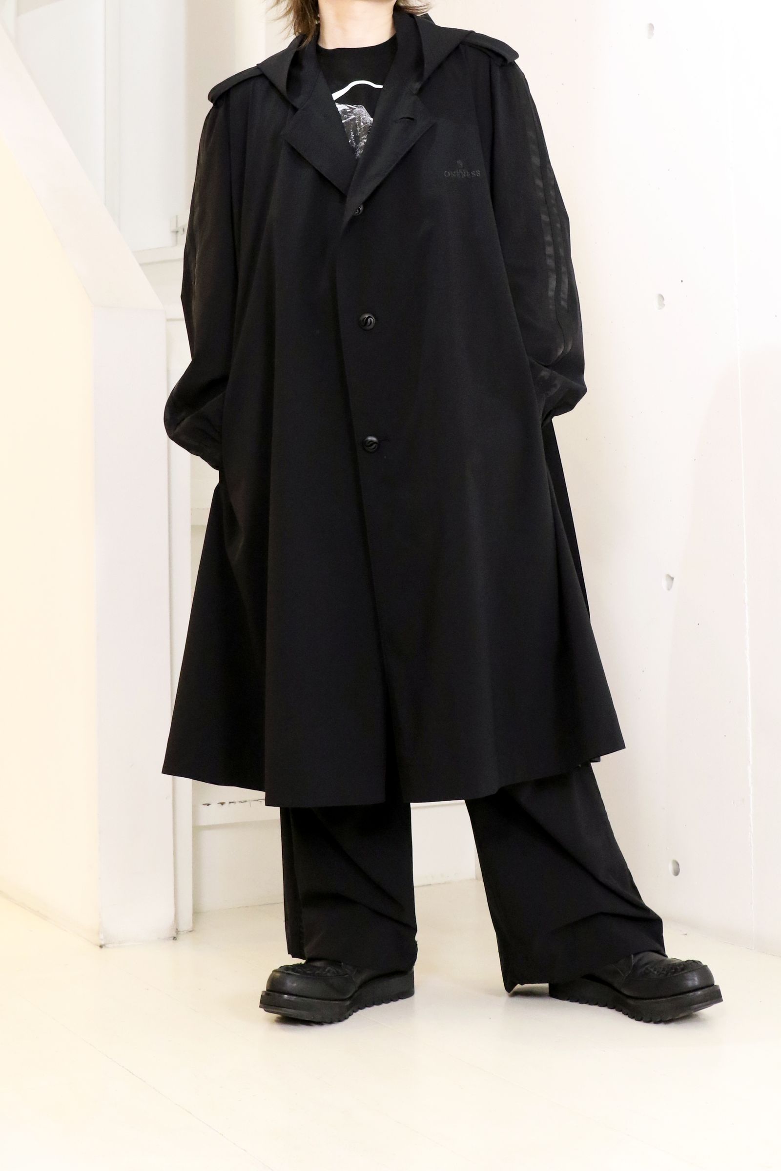 Sustainable Tuffeta Line Big Silhouette Hoodie / ライン ビッグシルエット フーディー