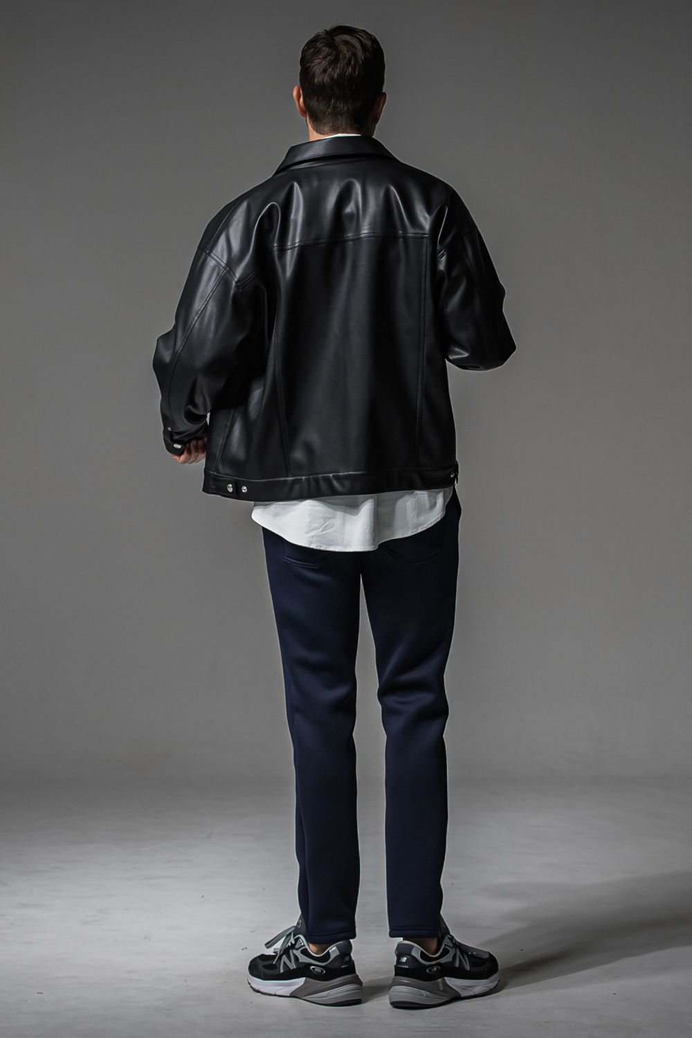 LEATHER OVER 3RD G / オーバーサイズ エコレザーGジャン