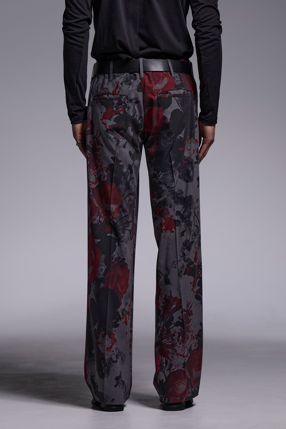 Gray Flora Gabardine Wide Slacks / グレー フローラ ギャバジン ワイドスラックス