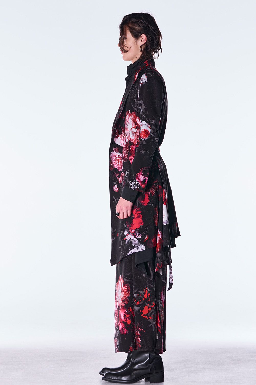 Goth Flora Suede Satin Flare Jacket  / ゴス フローラ スエード サテン フレア ジャケット