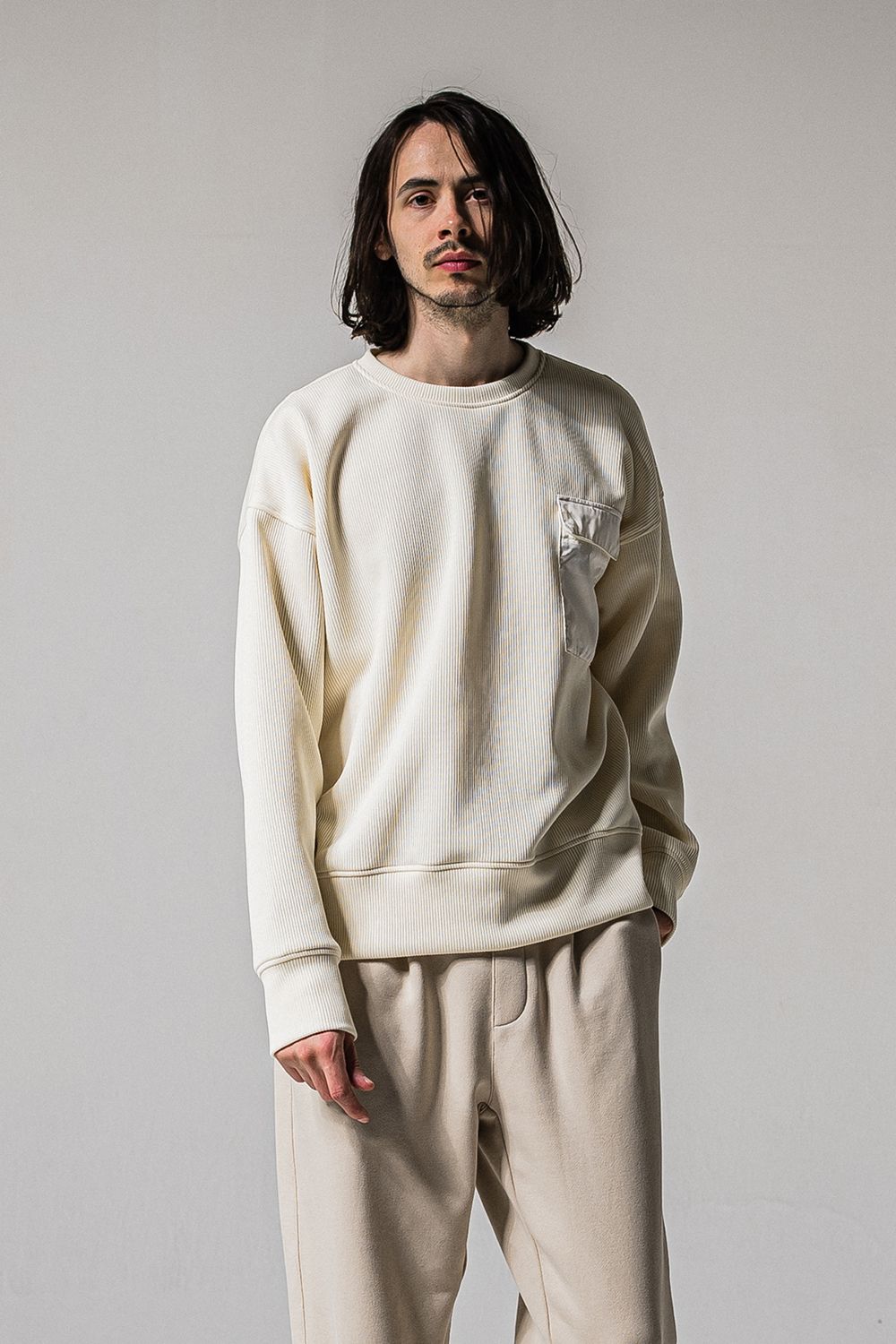 AZE MILITARY DROP TRAINER / 畔編み ミリタリー ドロップ トレーナー