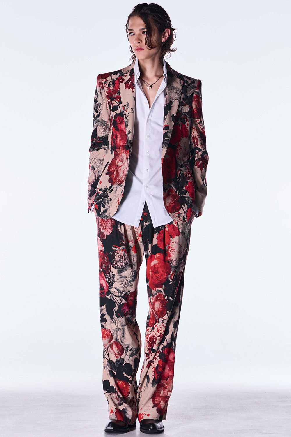 Beige Flora Wide Slacks / ベージュ フローラ ワイド スラックス