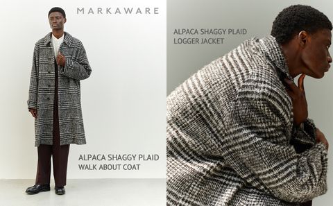 【MARKAWARE】ALPACA SHAGGY PLAID LOGGER JACKET & WALK ABOUT COAT