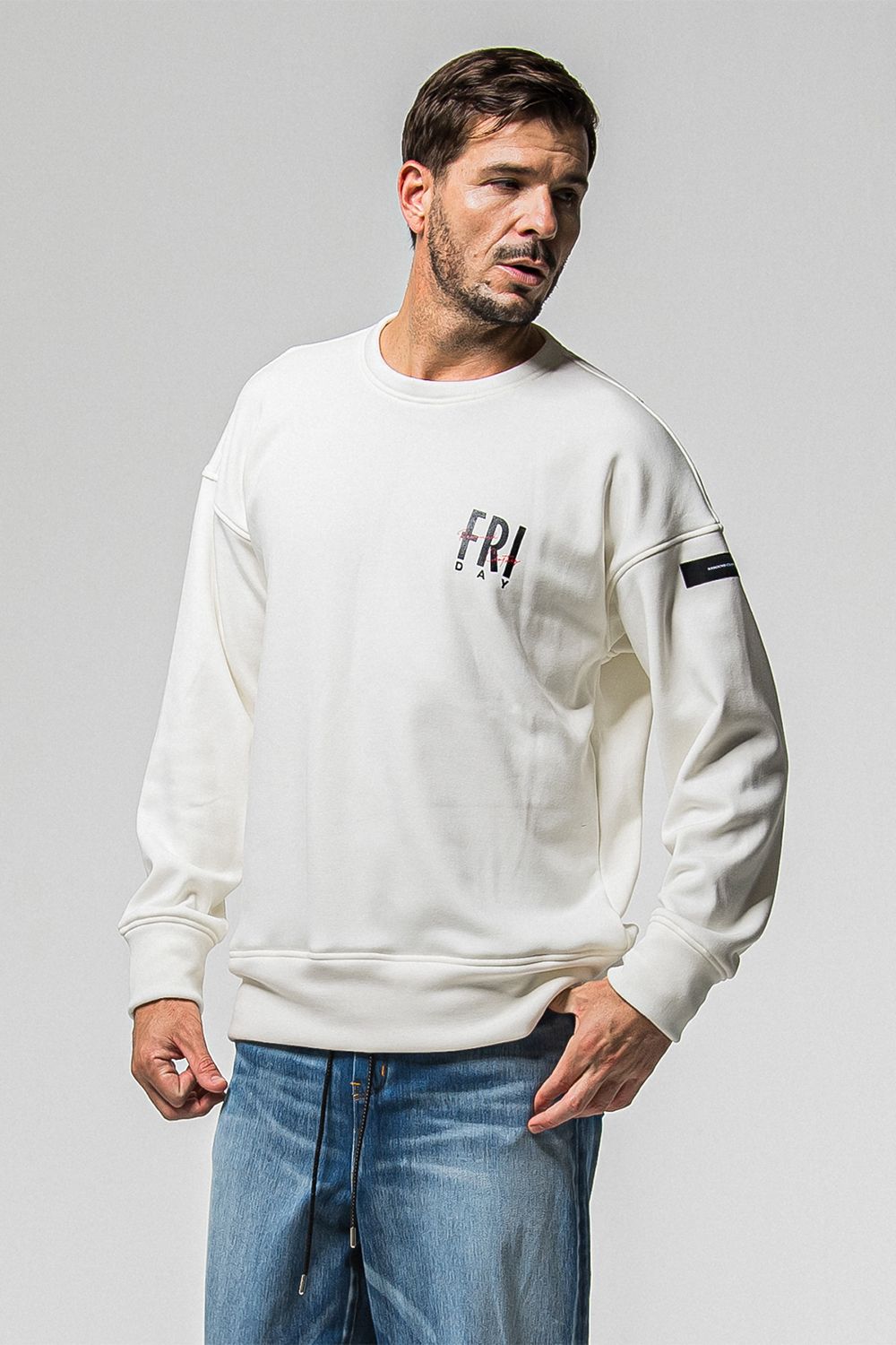 FRIDAY STANDARD LOGO VELOURS FLEECE TRINER / FRIDAYコラボ スタンダードロゴ 裏ベロアフリーストレーナー