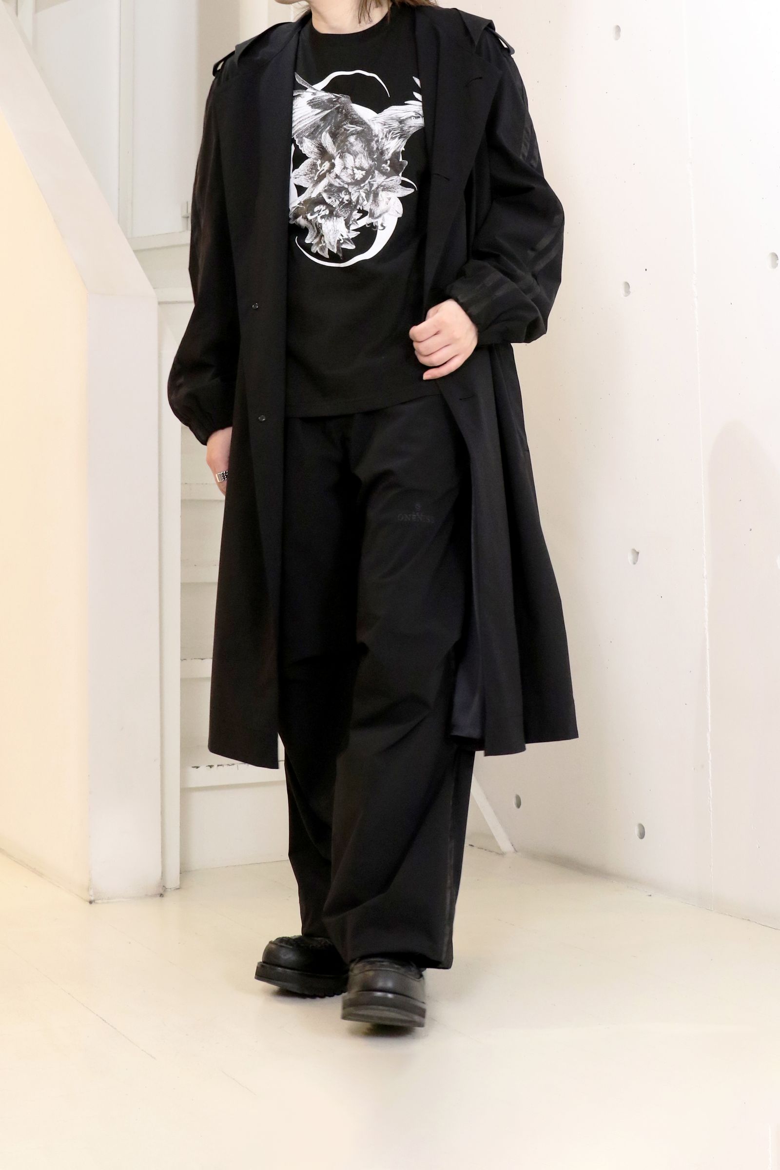 Sustainable Tuffeta Line Big Silhouette Hoodie / ライン ビッグシルエット フーディー
