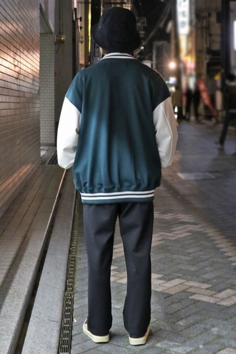 RESOUND CLOTHING 好評中の”RC Jersey OVER VARSITY JACKET”スタイル
