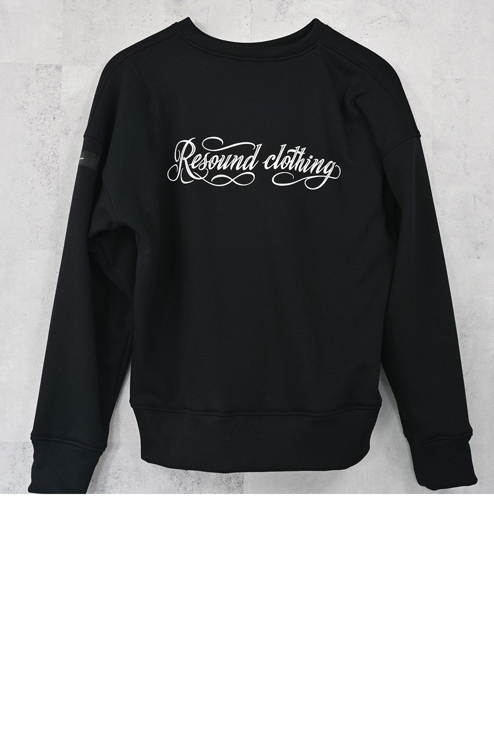 PIN ST RC velours fleece drop trainer / ピンストライプリサウンドロゴ 裏起毛 ベロア フリース ドロップショルダー ルーズトレーナー
