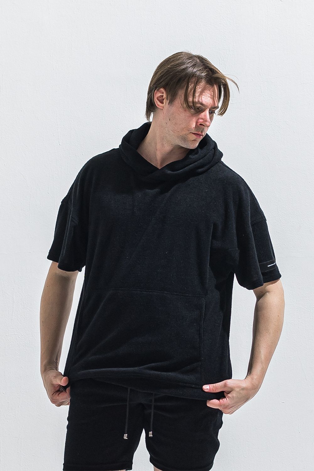 PILE HALF HOODIE / オーバーサイズ ハーフスリーブ パイル フーディー