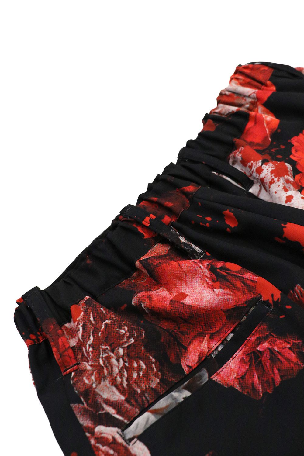 Black Flora Gabardine Wide Tuck Slacks / ブラックフローラギャバジン ワイドタックスラックス