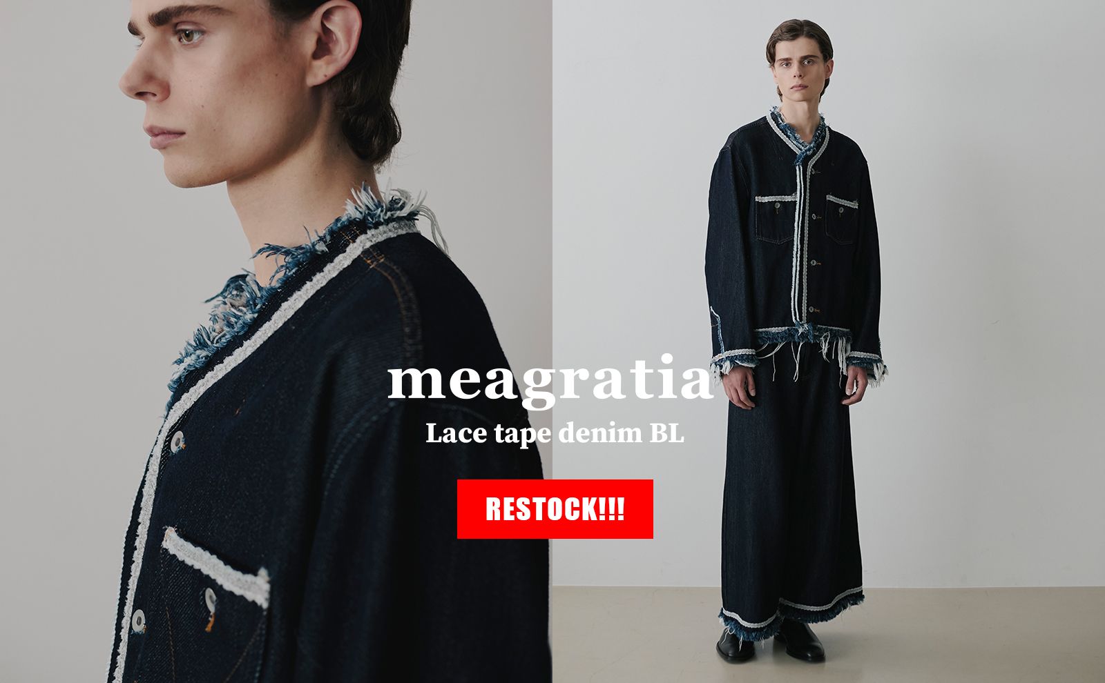Lace tape denim BL / meagratia 再入荷