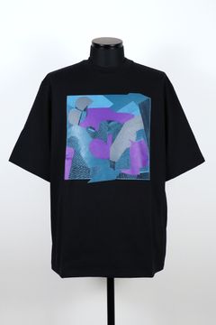 40/2 ORGANIC COTTON KNIT CREW NECK PRINT TEE "FINE LINES" / オーガニックコットン26G天竺 クルーネック プリントTシャツ