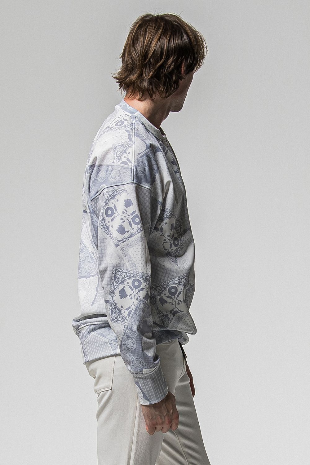 PAISLEY BACK FLEECE DROP TRAINER / 裏起毛 ペイズリー柄 ルーズトレーナー