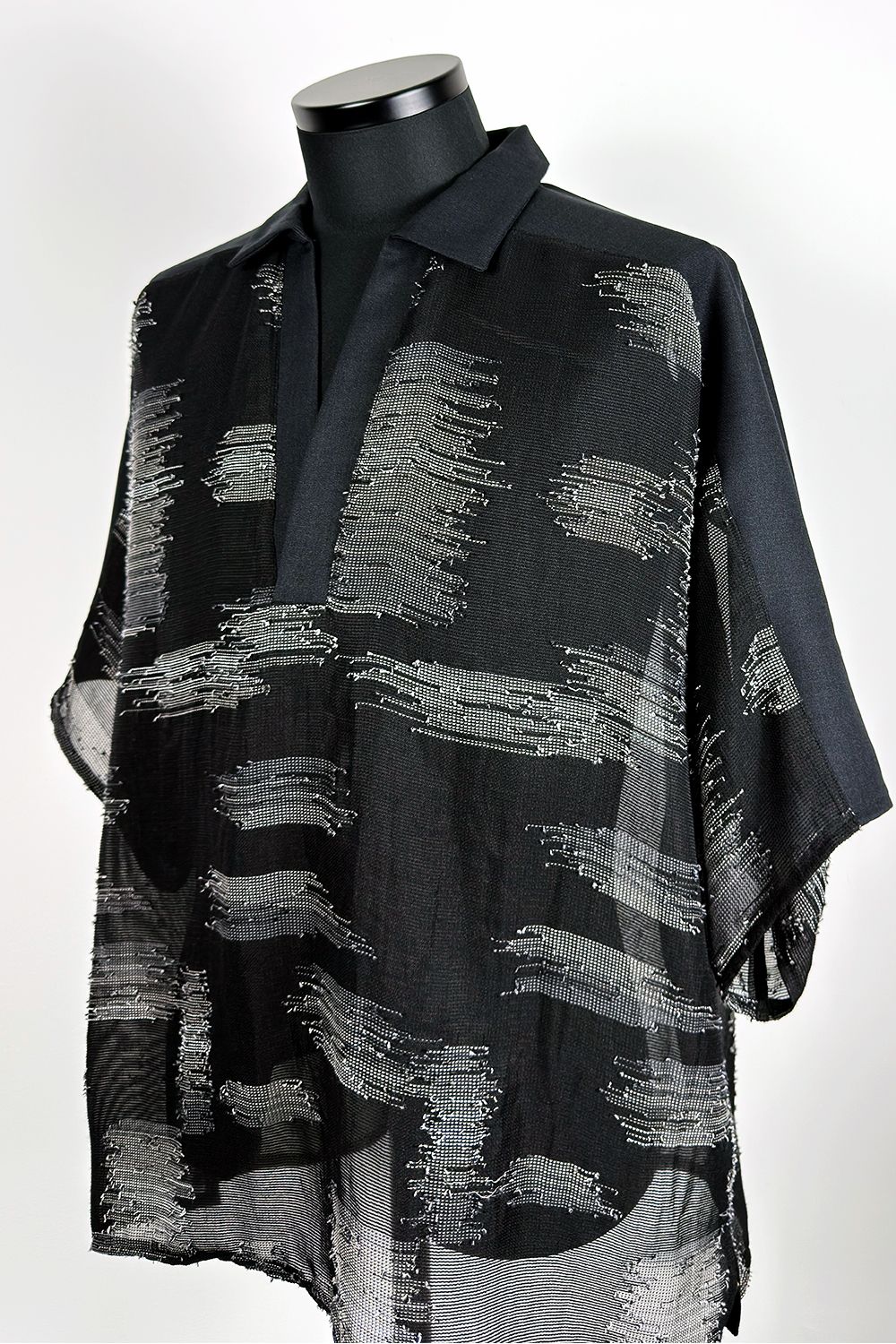 Mesh skipper collar SH / メッシュ スキッパーカラー シャツ