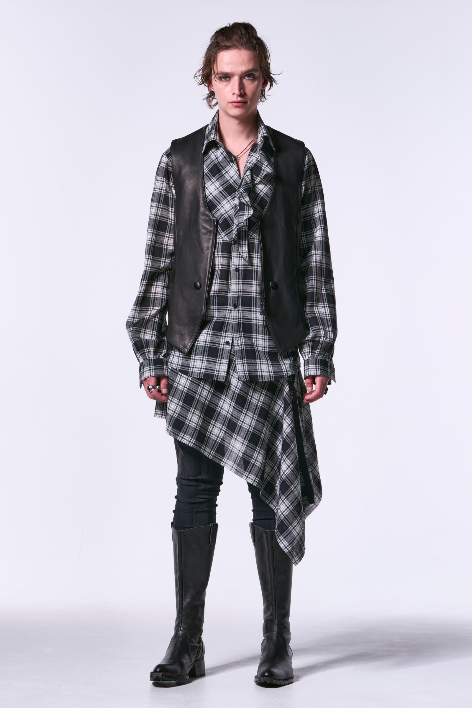 Black & White Check Single Frill Shirt / チェック シングルフリルシャツ
