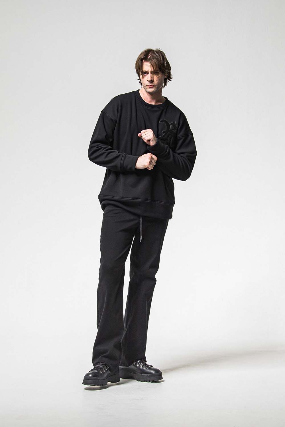 RC CHENILLE VELOURS FLEECE DROP TRINER / RC サガラ刺繍ワッペン ベロア フリース ドロップ トレーナー