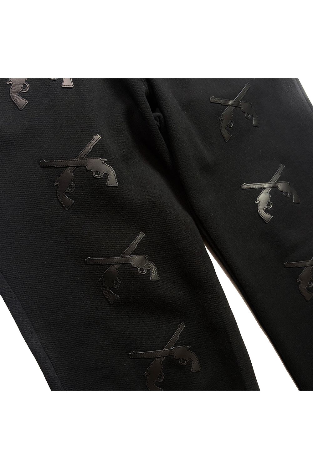 LEATHER PATCH PANTS / レザー パッチ スウエット パンツ