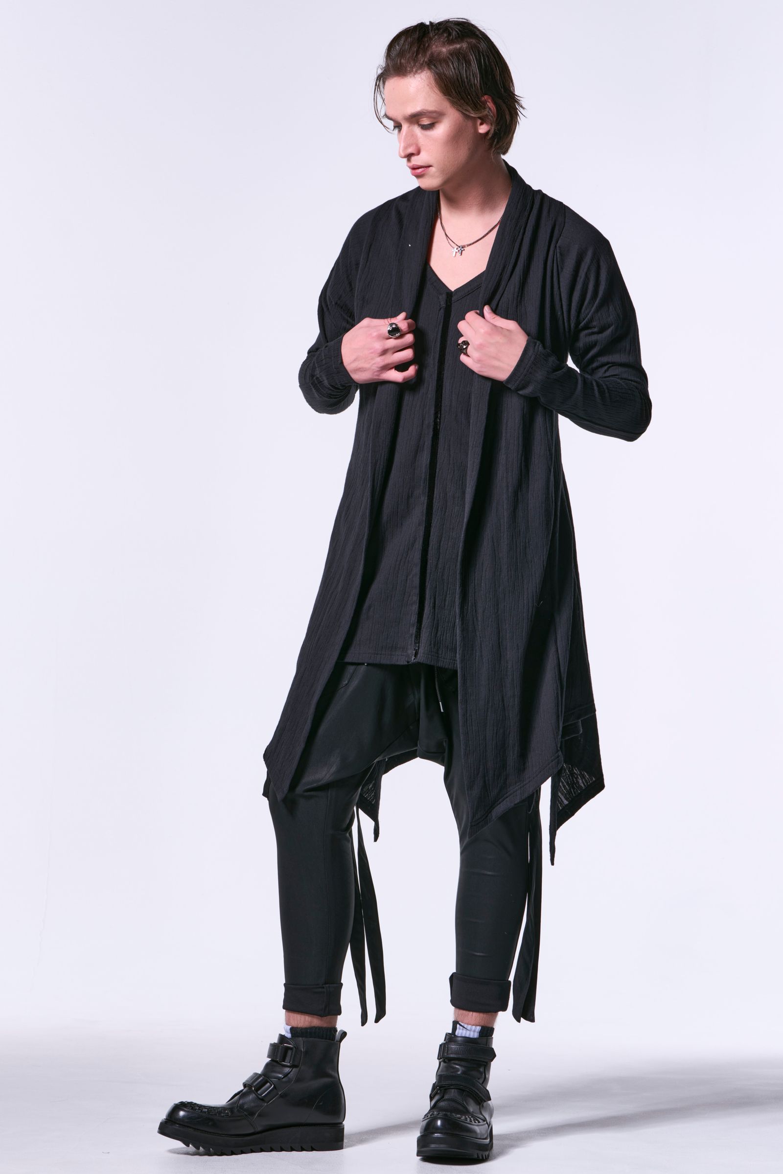 LaceyJQD Jersey Flare Cardigan / レースジャガードジャージー フレアカーディガン