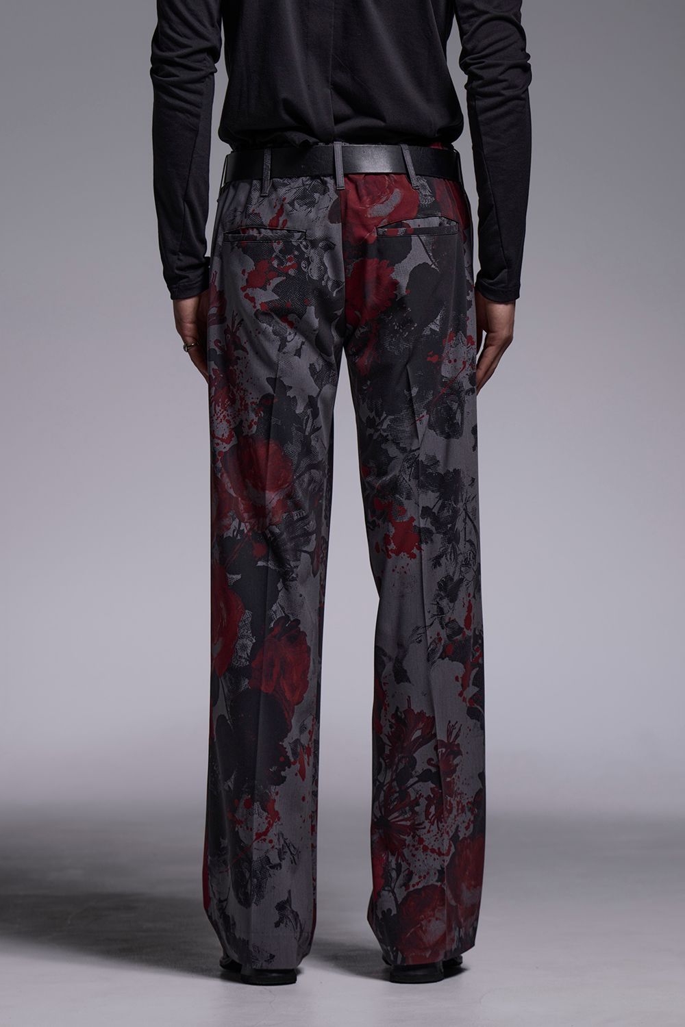 Gray Flora Gabardine Wide Slacks / グレーフローラギャバジン ワイドスラックス