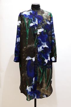 BAND COLLAR ONE-PIECE / 燕子花図 バンドカラー ワンピース ロングシャツ