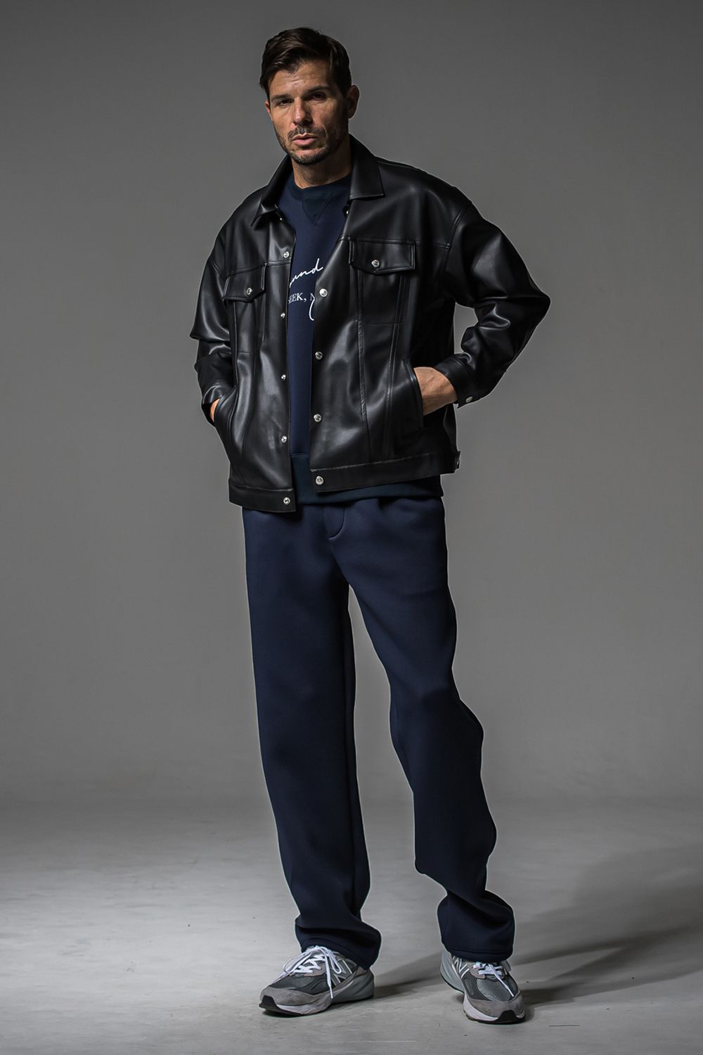 LEATHER OVER 3RD G / オーバーサイズ エコレザーGジャン