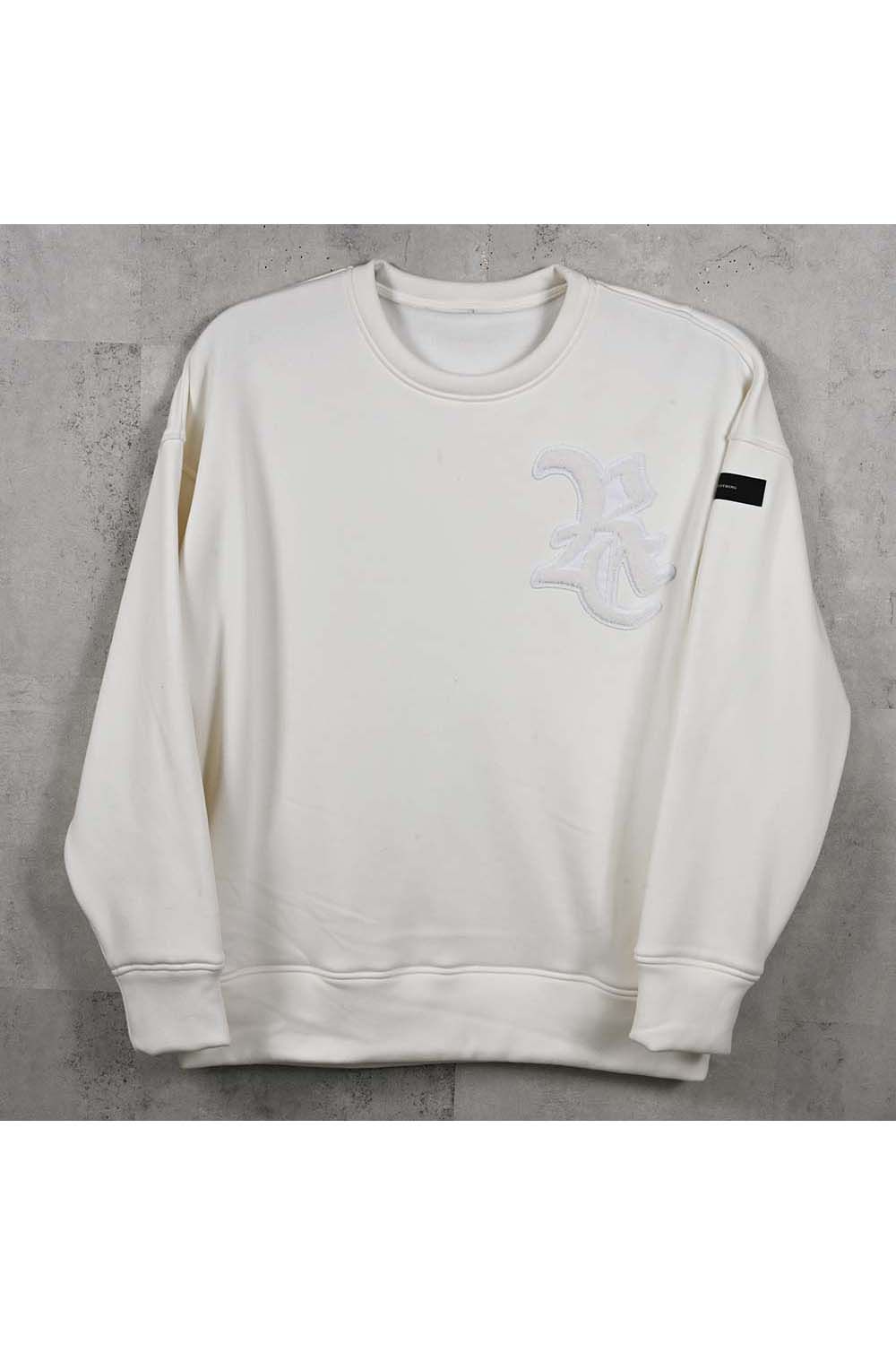 RC CHENILLE VELOURS FLEECE DROP TRINER / RC サガラ刺繍ワッペン ベロア フリース ドロップ トレーナー