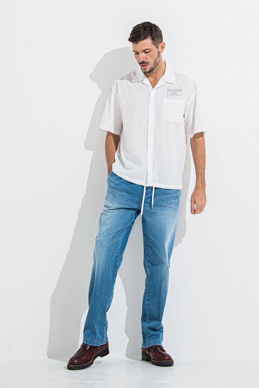 DENIM JERSEY WIDE PT / デニム ジャージ ワイド パンツ