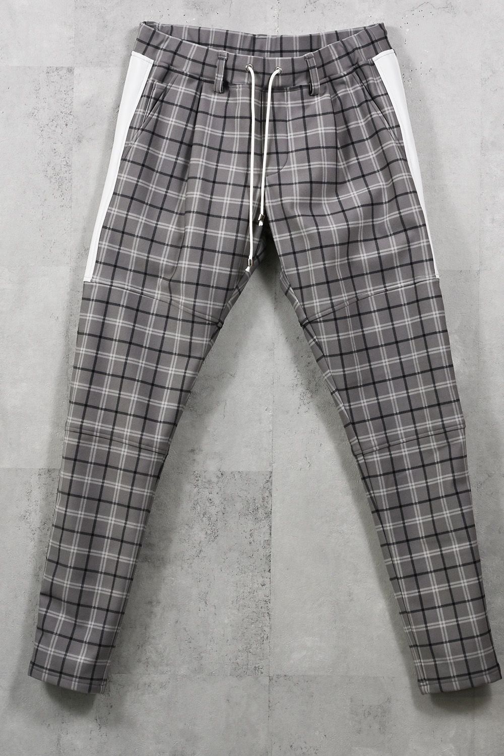 JT HEAT CHECK PT / 裏起毛 チェック 1タック ライン パンツ