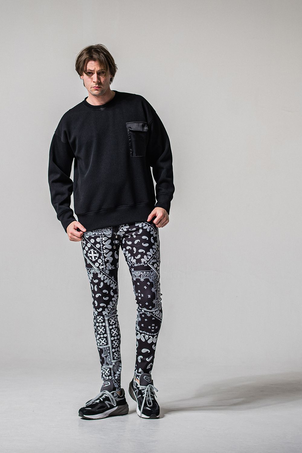 AZE MILITARY DROP TRAINER / 畔編み ミリタリー ドロップ トレーナー