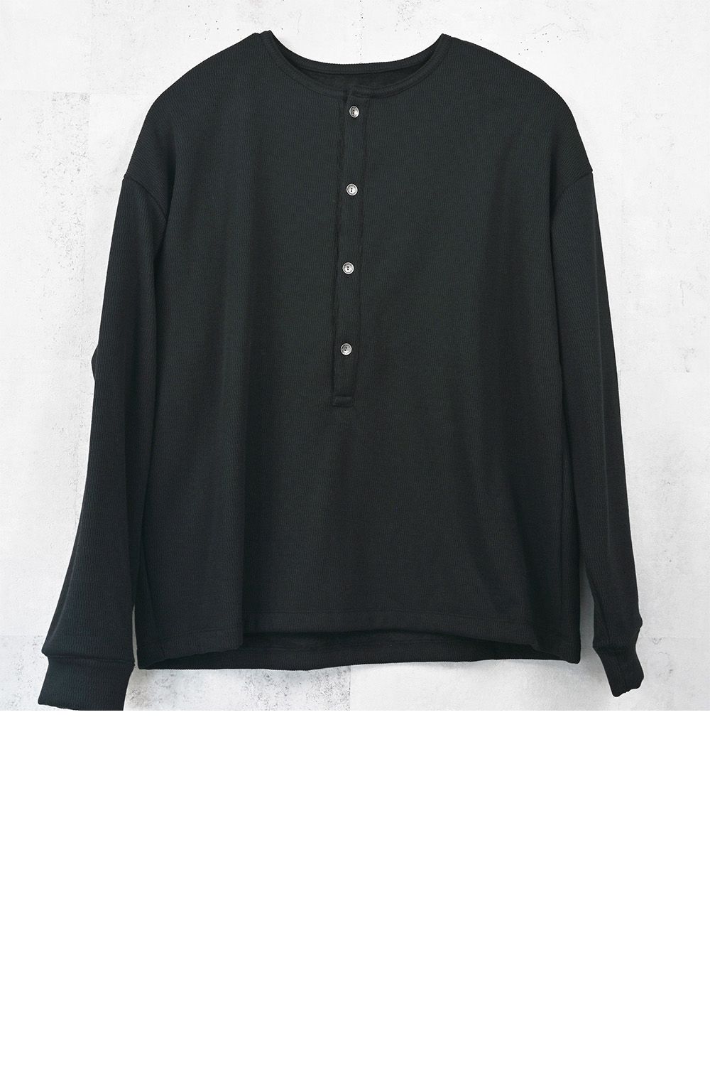 OVER  HENRY VELOURS FLEECE THERMAL / 裏起毛 ベロア フリース サーマル ヘンリーネック オーバーサイズ