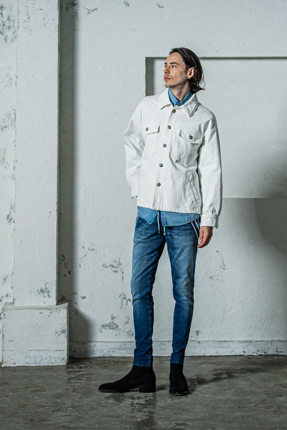EX DENIM JERSEY EDGE PT / デニム ジャージ エッジ ラインパンツ