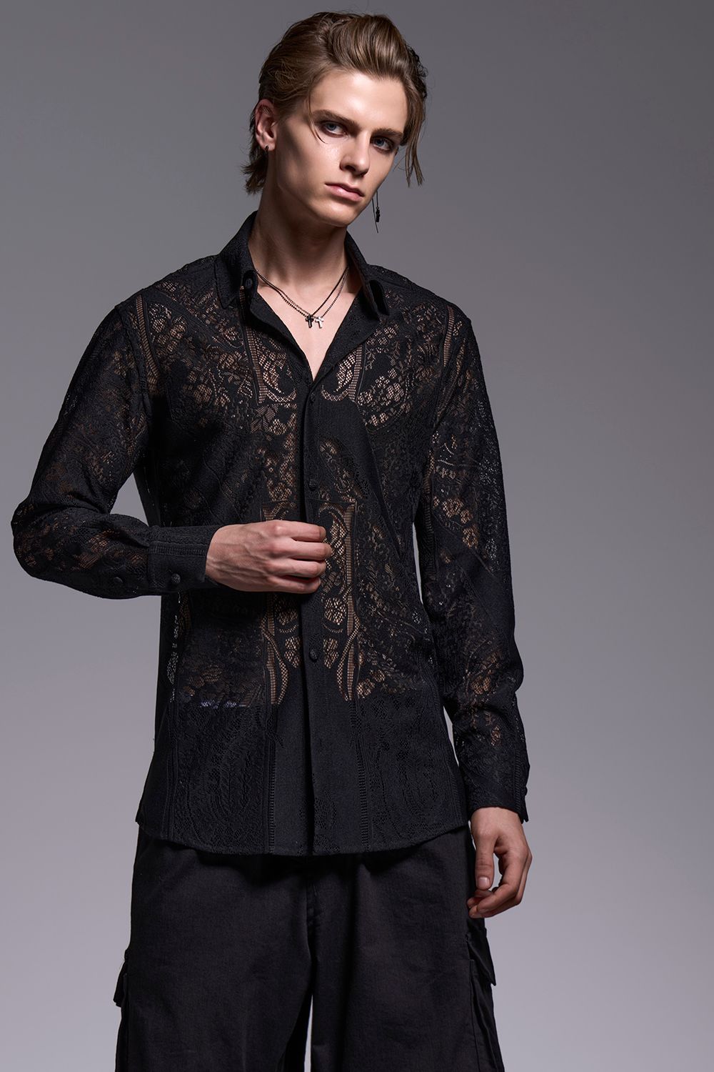 CROSS-Lace Shirt / クロスレース シャツ