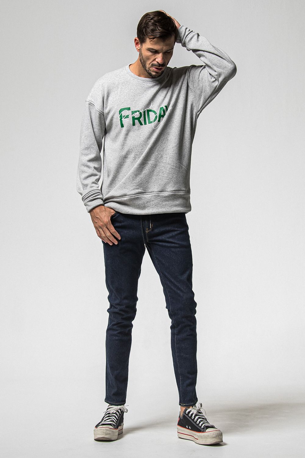 FRIDAY OLD LOGO VELOURS FLEECE TRINER / FRIDAYコラボ オールドロゴ 裏ベロアフリーストレーナー