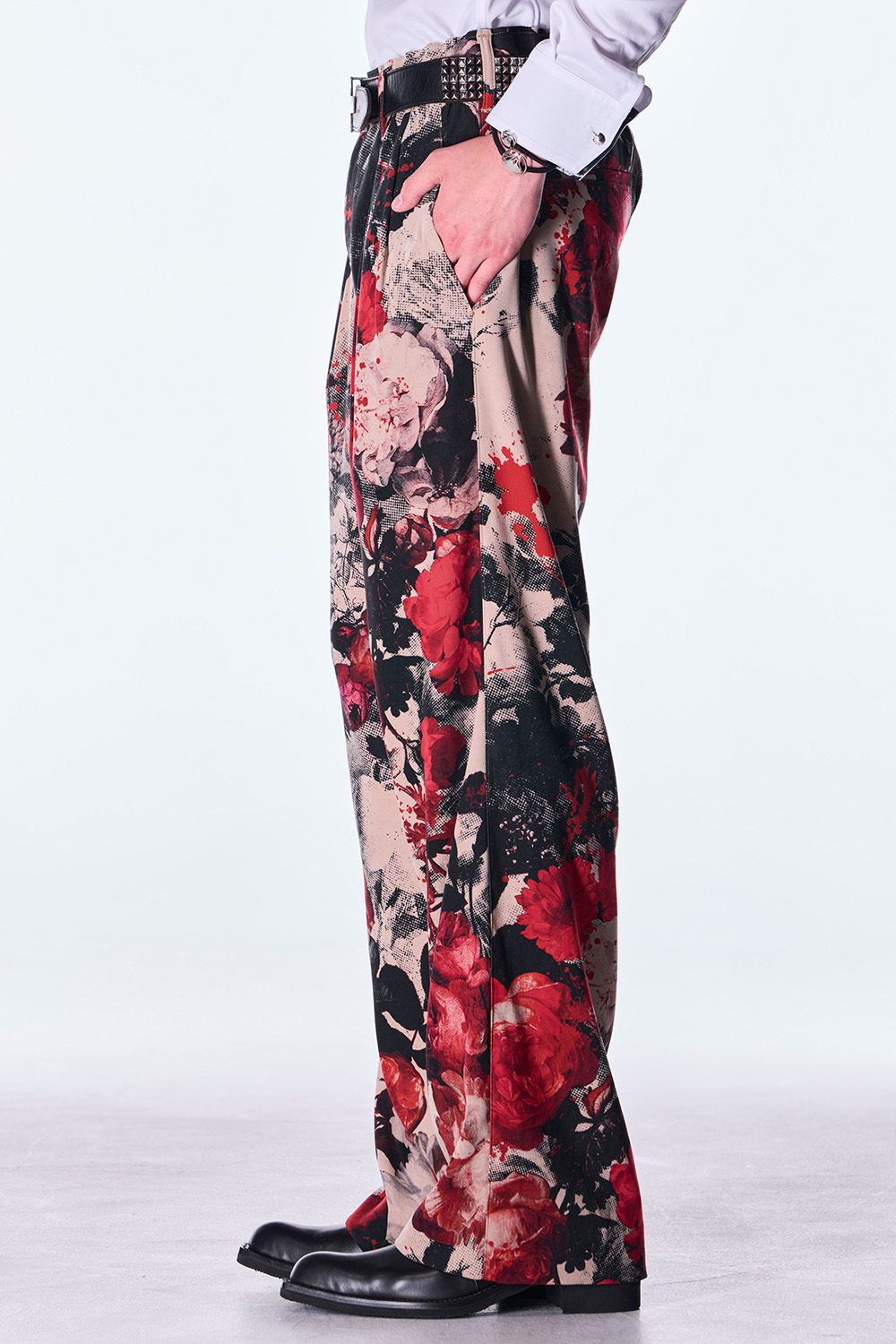 Beige Flora Wide Slacks / ベージュ フローラ ワイド スラックス