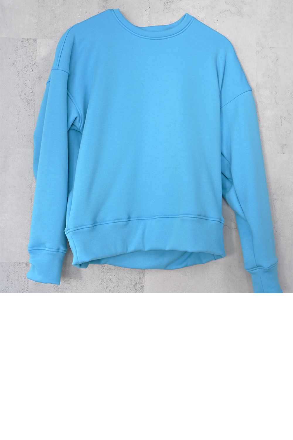 PIN ST RC velours fleece drop trainer / ピンストライプリサウンドロゴ 裏起毛 ベロア フリース ドロップショルダー ルーズトレーナー