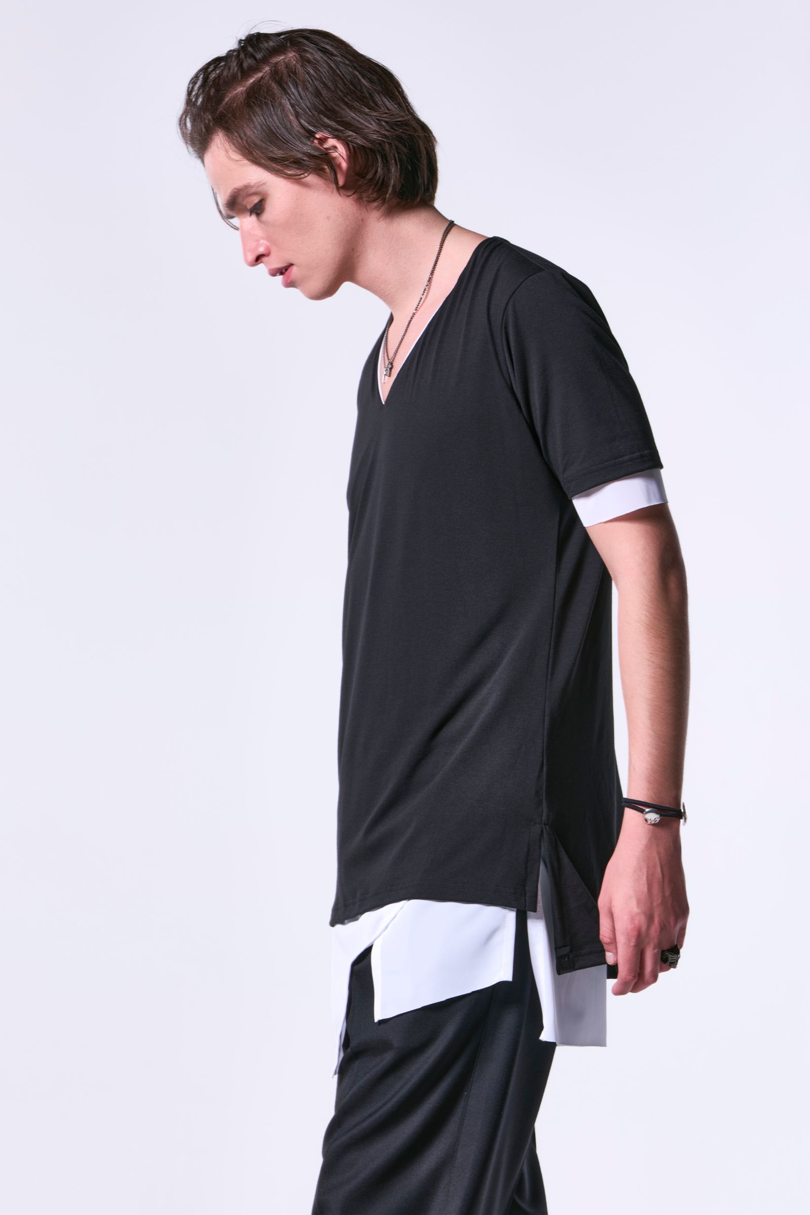 BEA-TENJIKU Slit Hem Layered T-Shirt / ベア天竺 スリットヘムレイヤードTシャツ