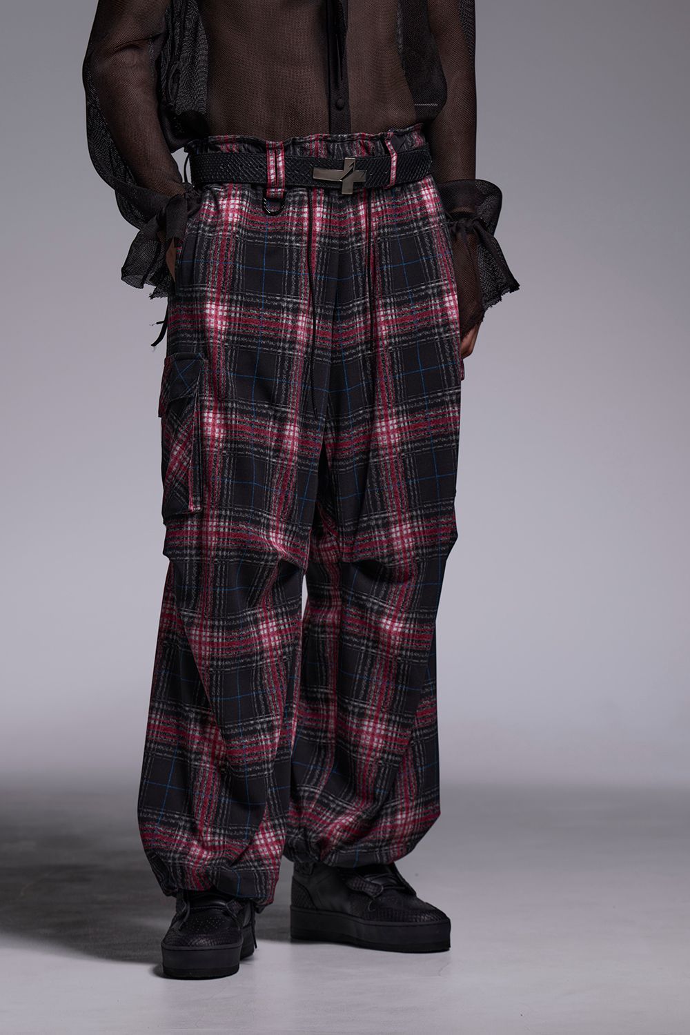 Pink Check Twill Cargo Pants / ピンクチェックツイル カーゴパンツ