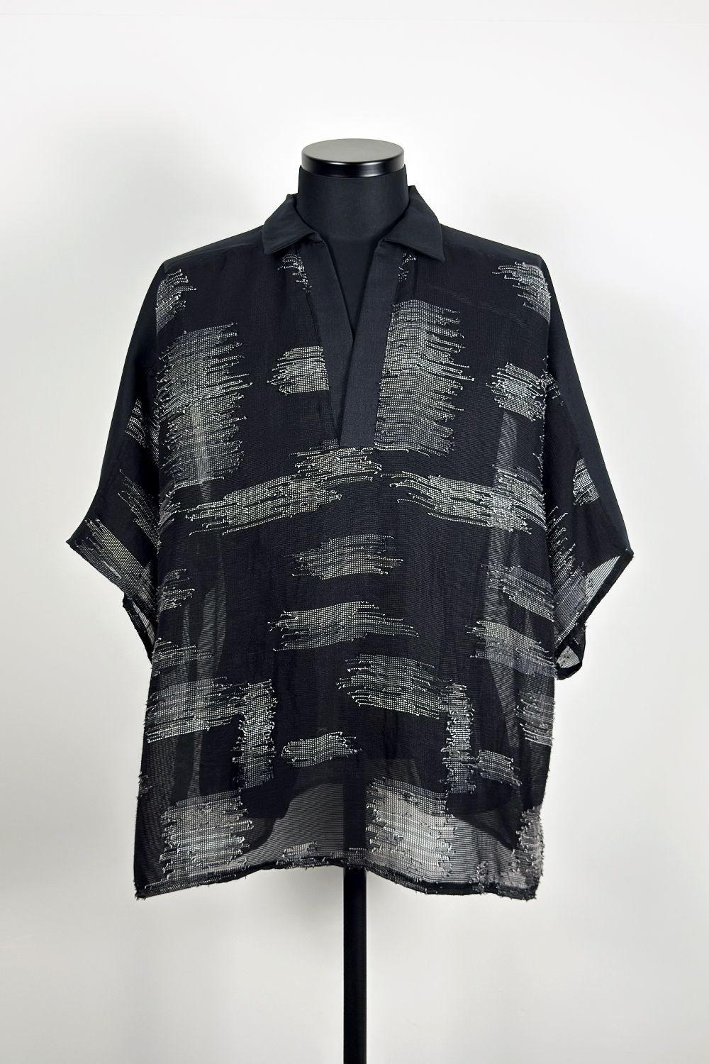 Mesh skipper collar SH / メッシュ スキッパーカラー シャツ