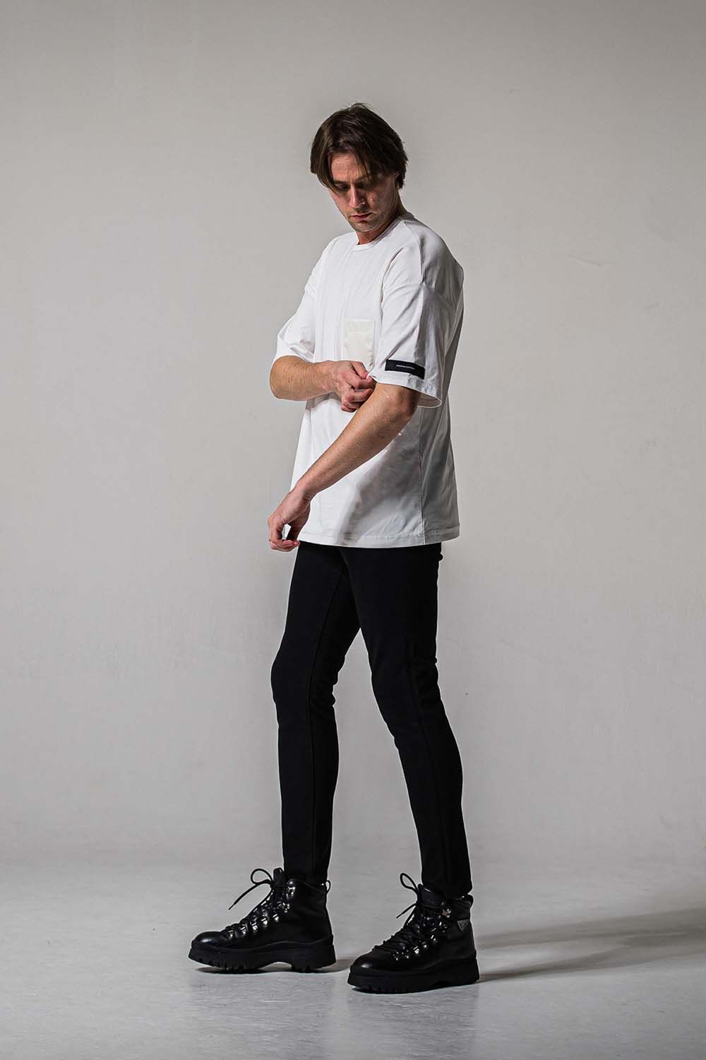 LEATHER POCKET OVER NYLON T / レザーポケット オーバー ナイロン Tシャツ