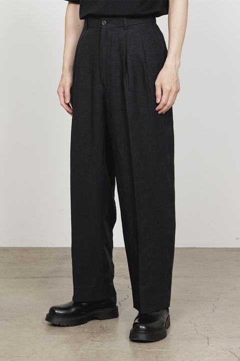 80/1 HEMP TYPEWRITER-CLOTH CLASSIC FIT DOUBLE PLEATED TROUSERS / ヘンプ タイプライタークロス クラシックフィット ダブルプリーテッド トラウザーズ