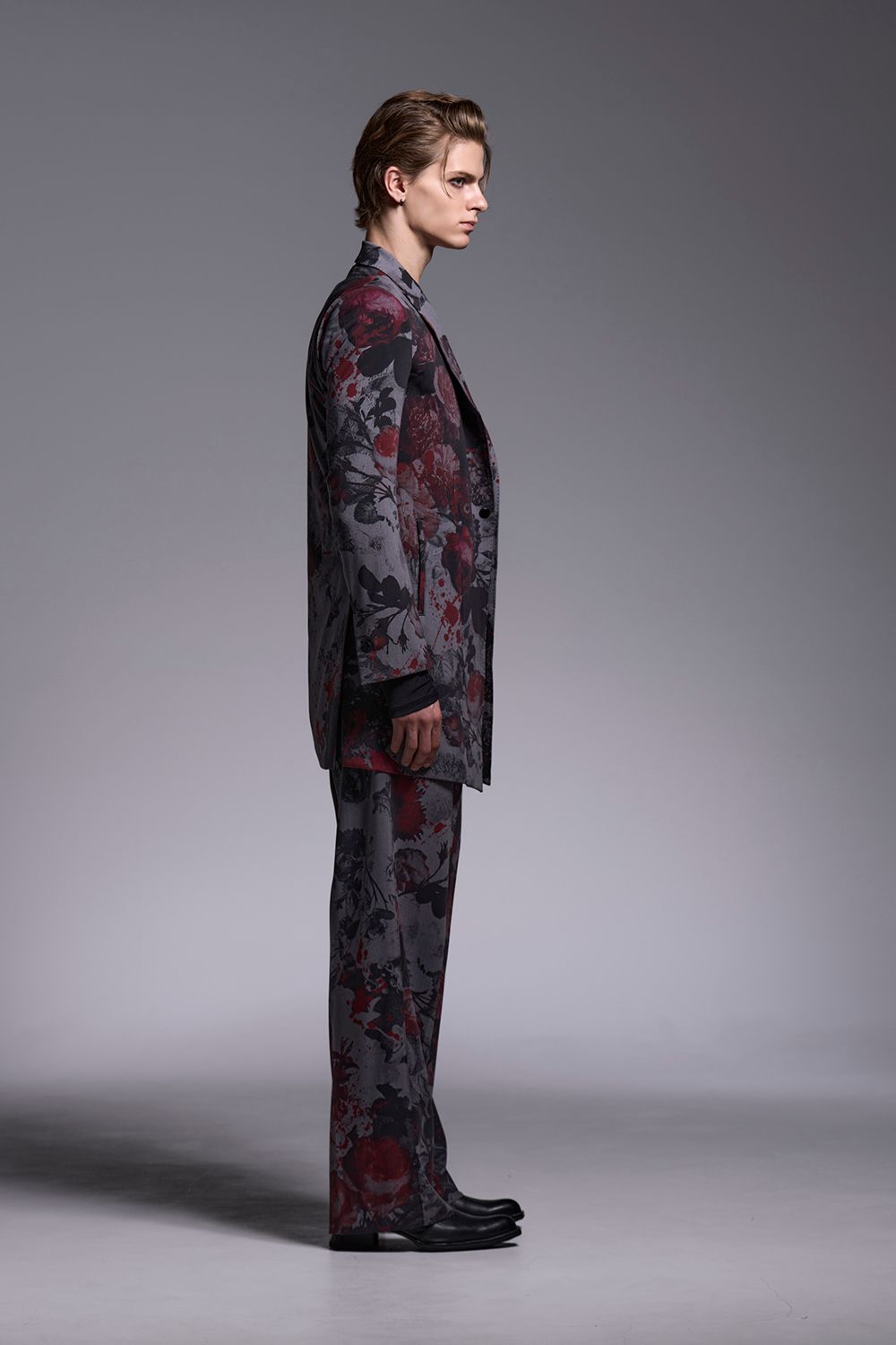 Gray Flora Gabardine Long Jacket / グレーフローラギャバジン ロングジャケット