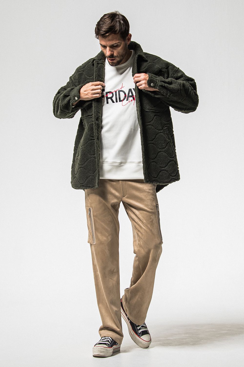 FRIDAY OLD LOGO VELOURS FLEECE TRINER / FRIDAYコラボ オールドロゴ 裏ベロアフリーストレーナー