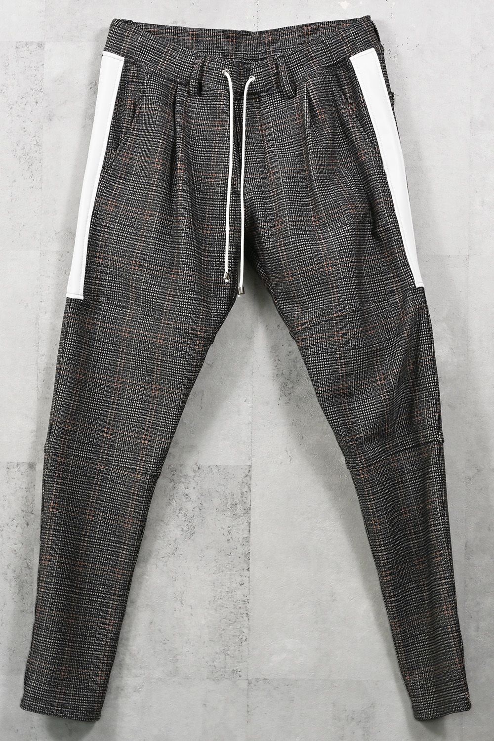 JT HEAT CHECK PT / 裏起毛 チェック 1タック ライン パンツ