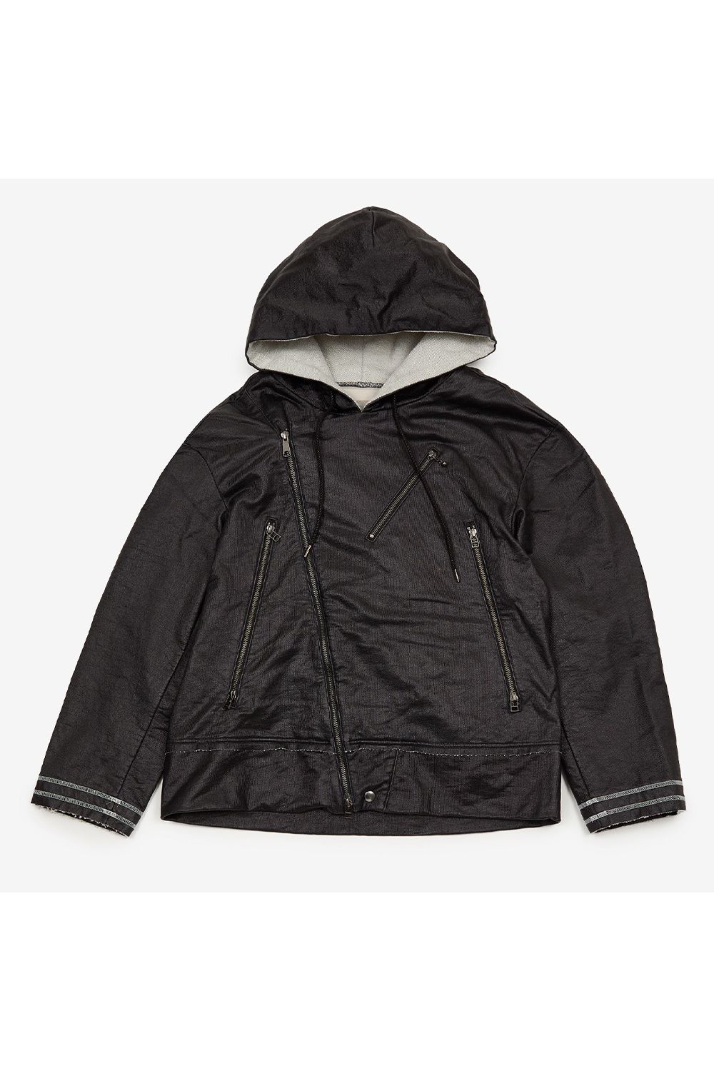 Leather like sweater hoodie / レザー ライク スウェット フーディー