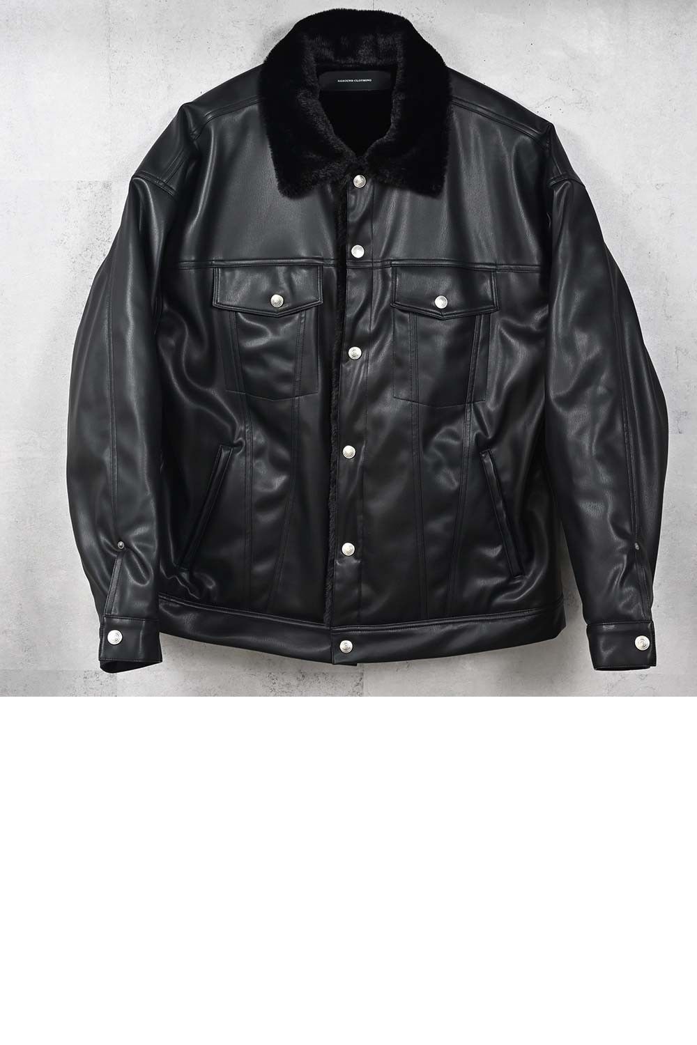 LEATHER FUR OVER G / オーバーサイズ エコレザーGジャン
