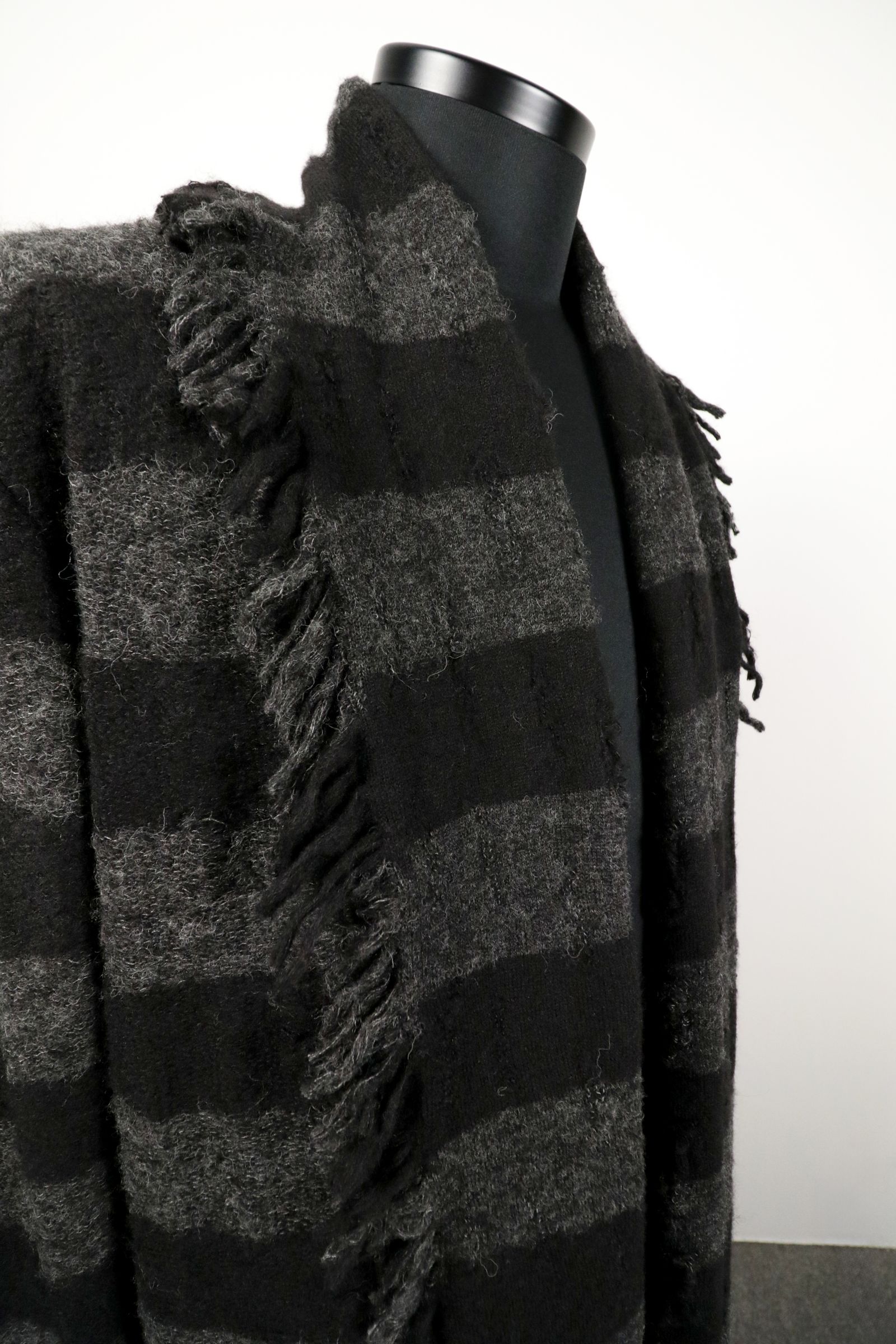 Damage Border Shawl Cardigan / ダメージボーダー ニット ショール カーディガン