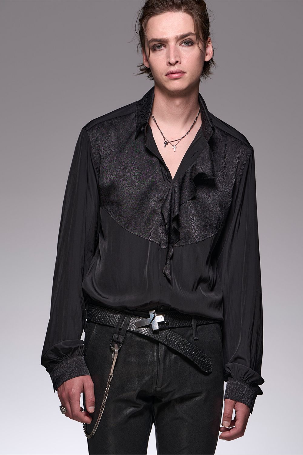 Decine & PaisleyJQD Single Frill Shirt / デシン&ペイズリージャガード シングルフリルシャツ