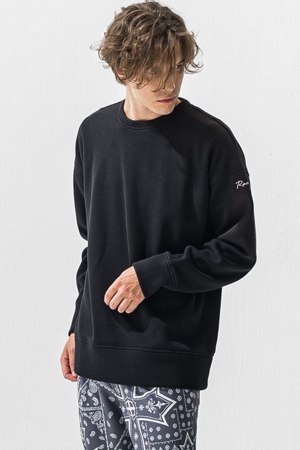 velours fleece thermal loose trainer / 裏起毛 ベロア フリース サーマル ルーズトレーナー