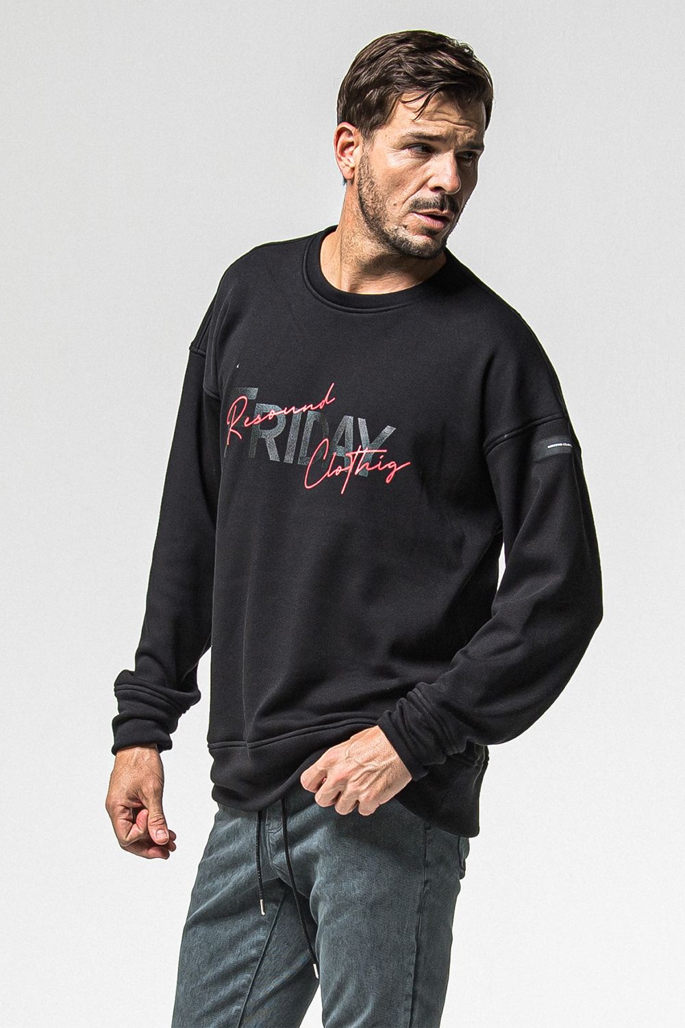 FRIDAY OLD LOGO VELOURS FLEECE TRINER / FRIDAYコラボ オールドロゴ 裏ベロアフリーストレーナー