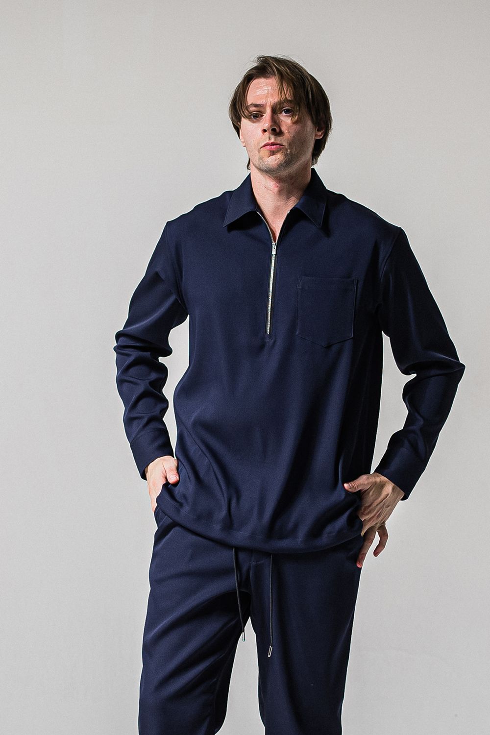 PULLOVER SATIN SHIRT / プルオーバー サテン シャツ