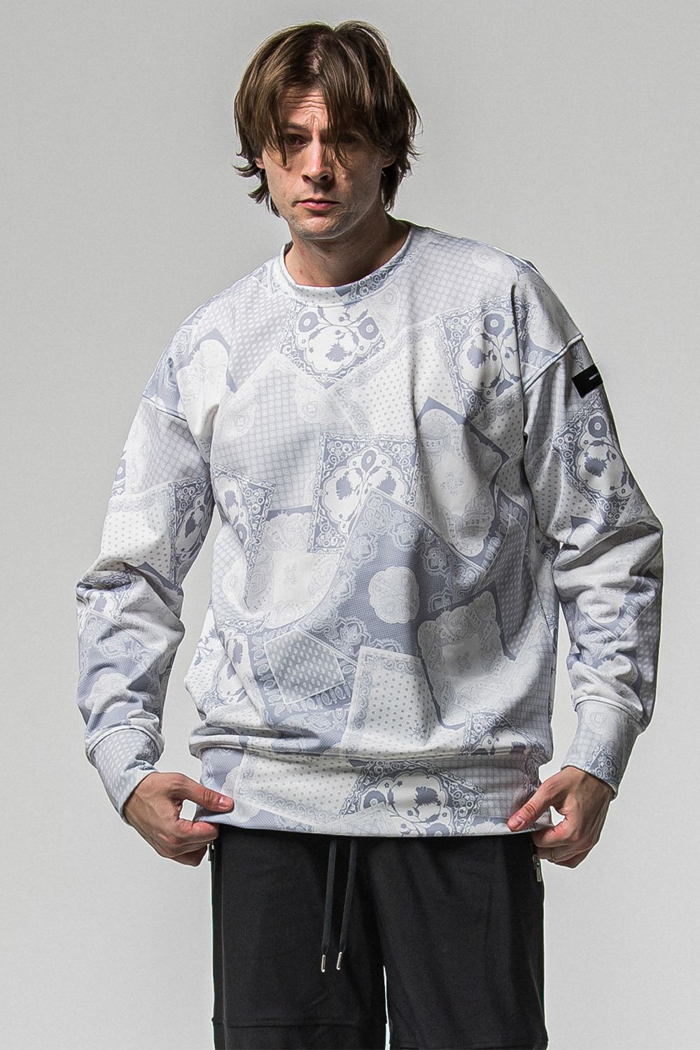 PAISLEY BACK FLEECE DROP TRAINER / 裏起毛 ペイズリー柄 ルーズトレーナー